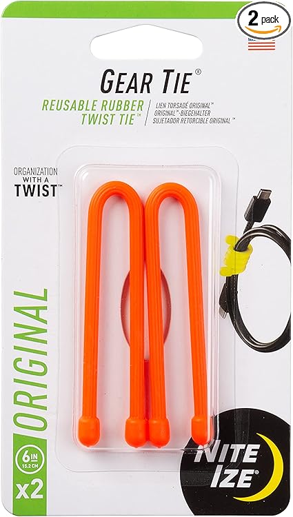 Gear Tie® Reusable Rubber Twist Tie - Orange