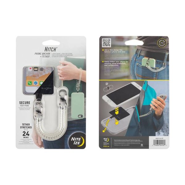 HitchTM - Phone Anchor + Tether - Clear Tether / Stainless MicroLocks