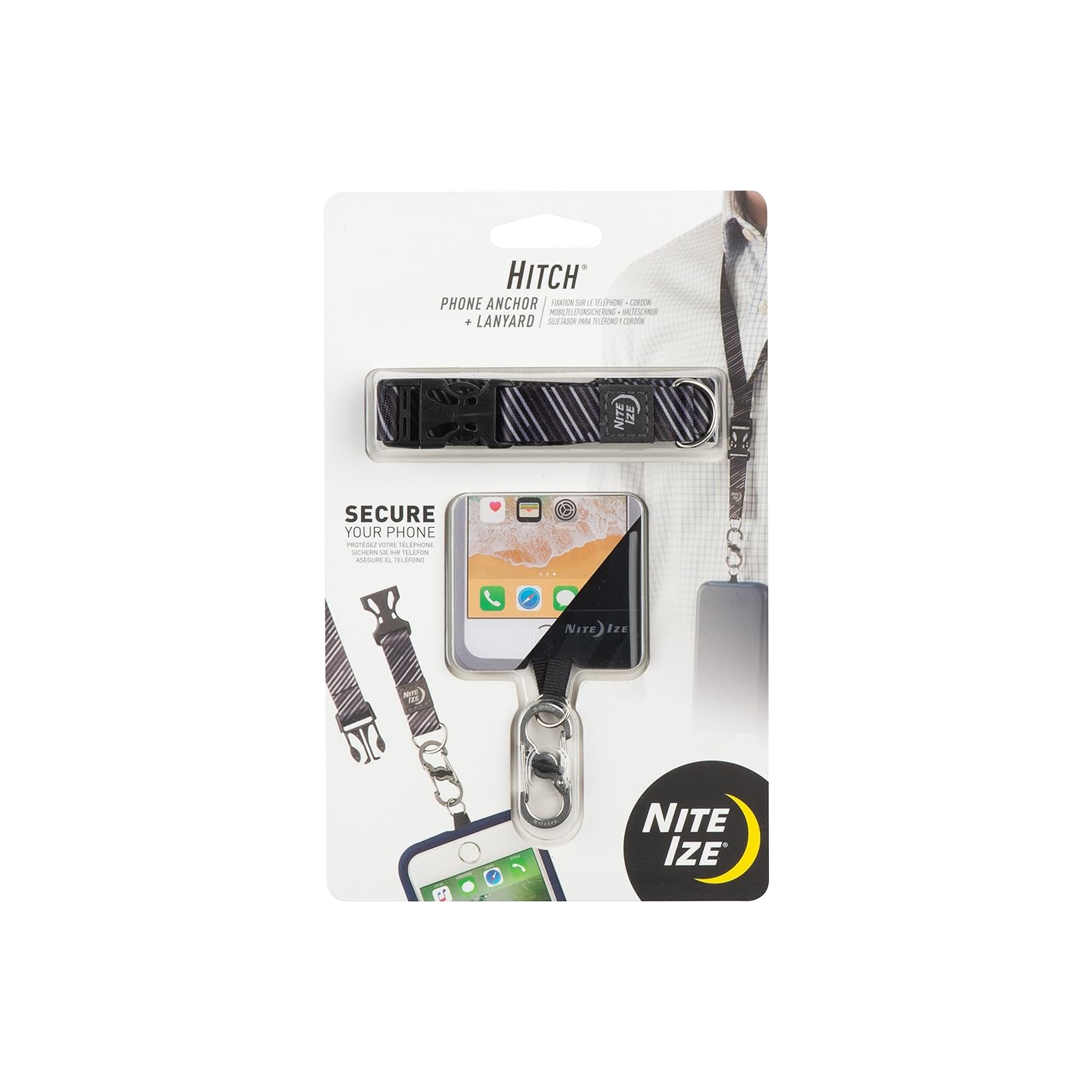 HitchTM - Phone Anchor + Tether - Black Tether / Black MicroLock