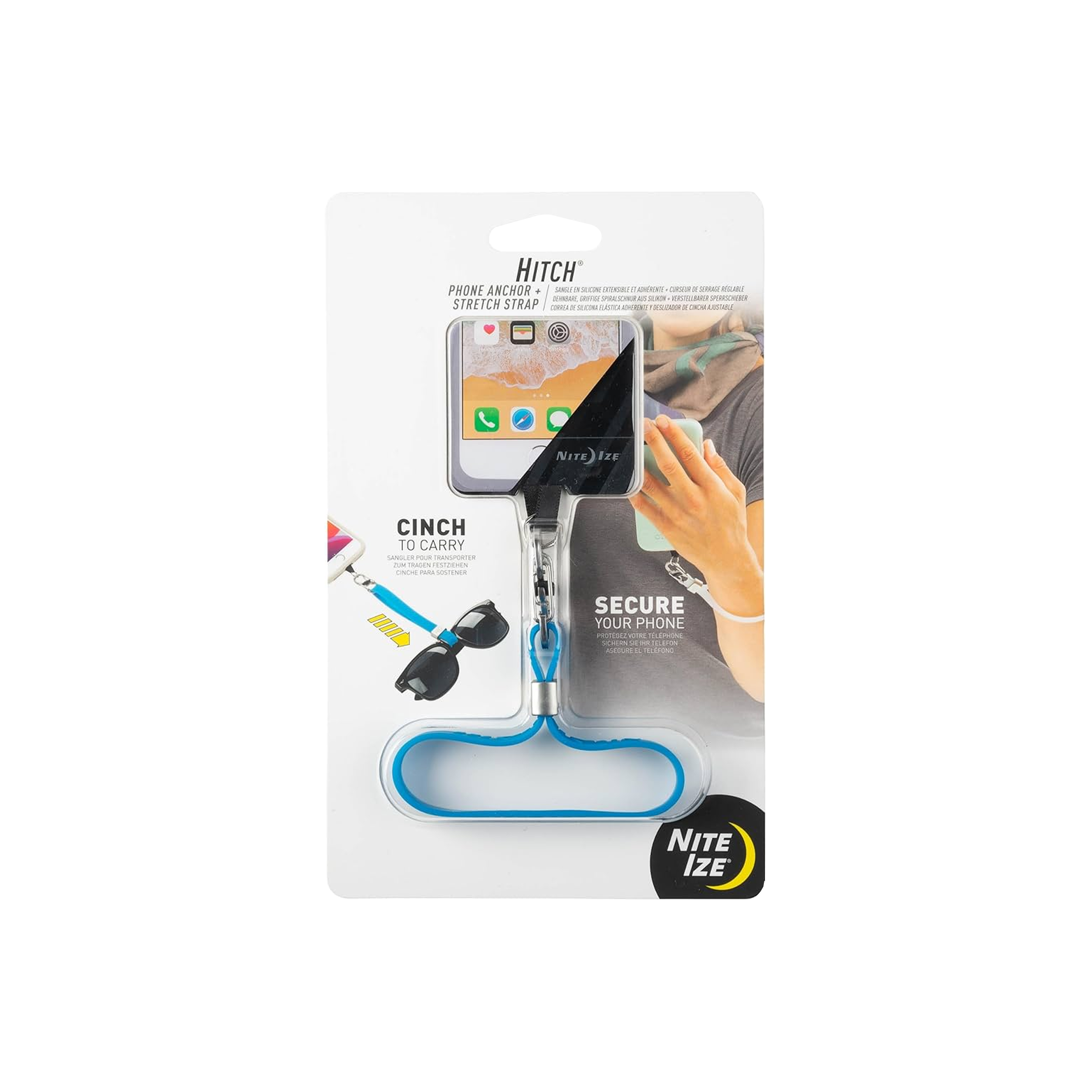 Hitch® Phone Anchor + Stretch Strap - Blue