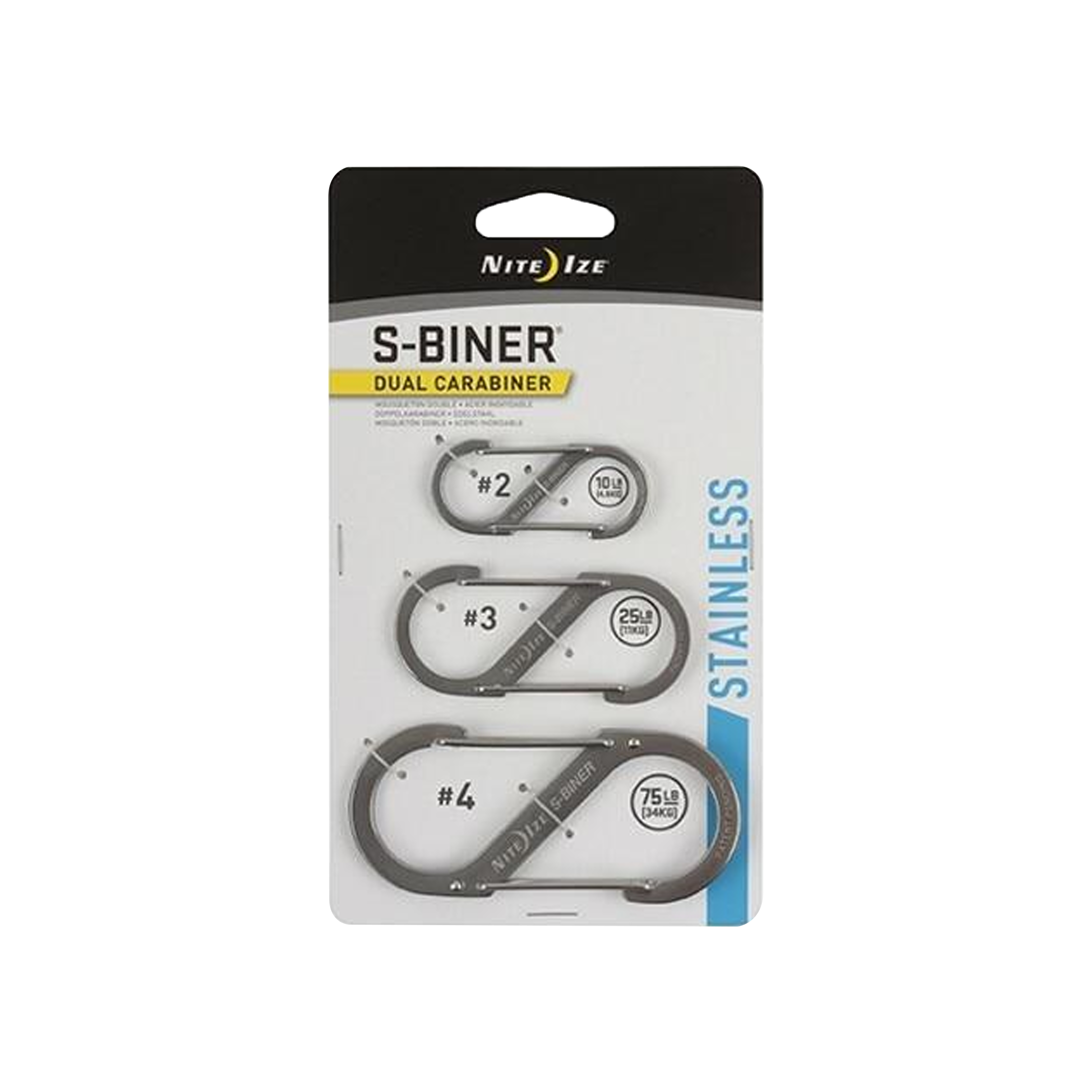 S-Biner® DUAL CaraBiner Stainless Steel - 3 PACK - Stainless