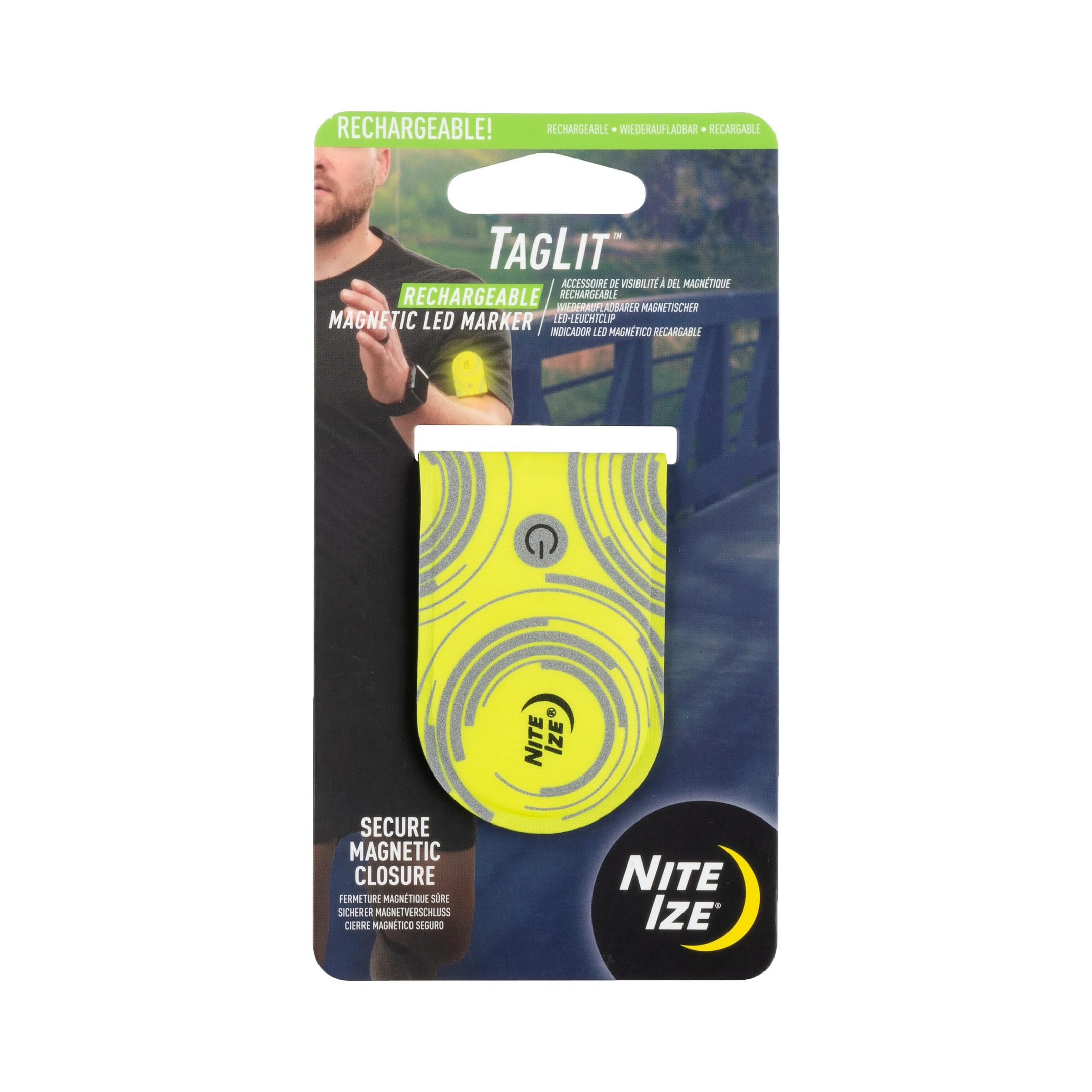 TagLitTM Rechargeable Magnetic LED Marker - Neon Yellow/Green LED