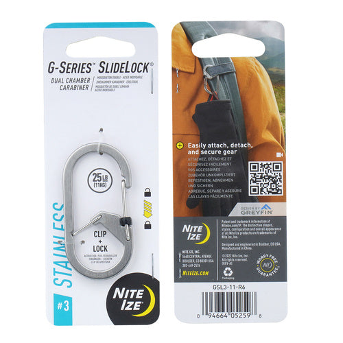 G-SeriesTM SlideLock® #3 Dual Chamber Carabiner - Stainless Steel