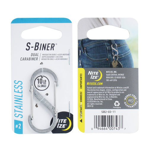 S-Biner® Stainless Steel Double Gated Carabiner #2 - Stainless