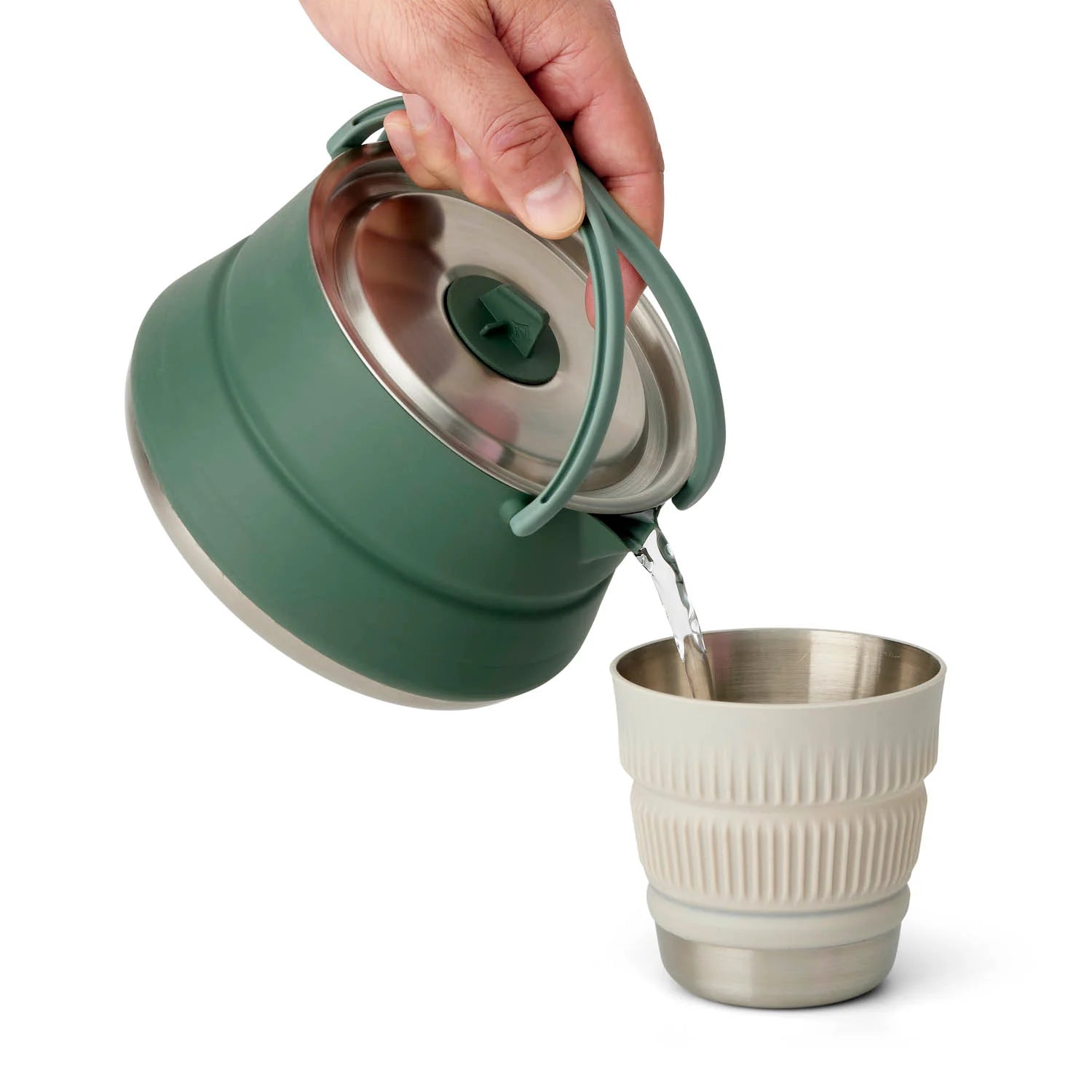 Detour Stainless Steel Collapsible Kettle 1.6L Laurel Wreath Green