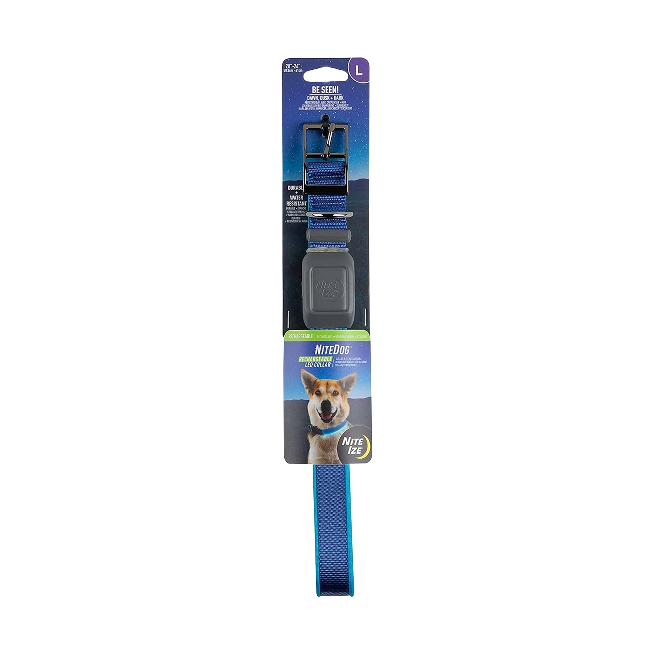 Pet NiteDog Recharg LED Dog Collar - L - Blue