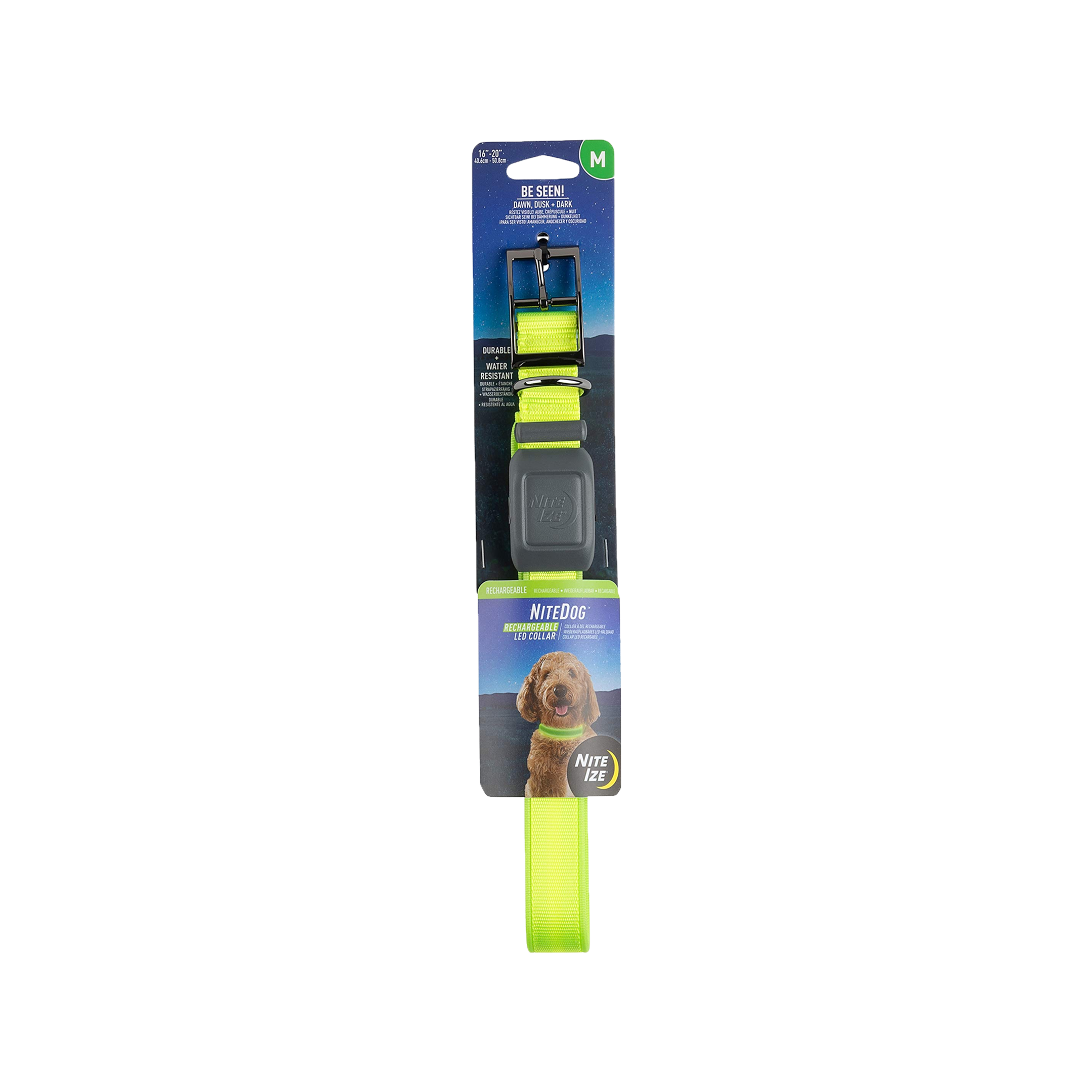 Pet NiteDog Recharg LED Dog Collar - M - Lime