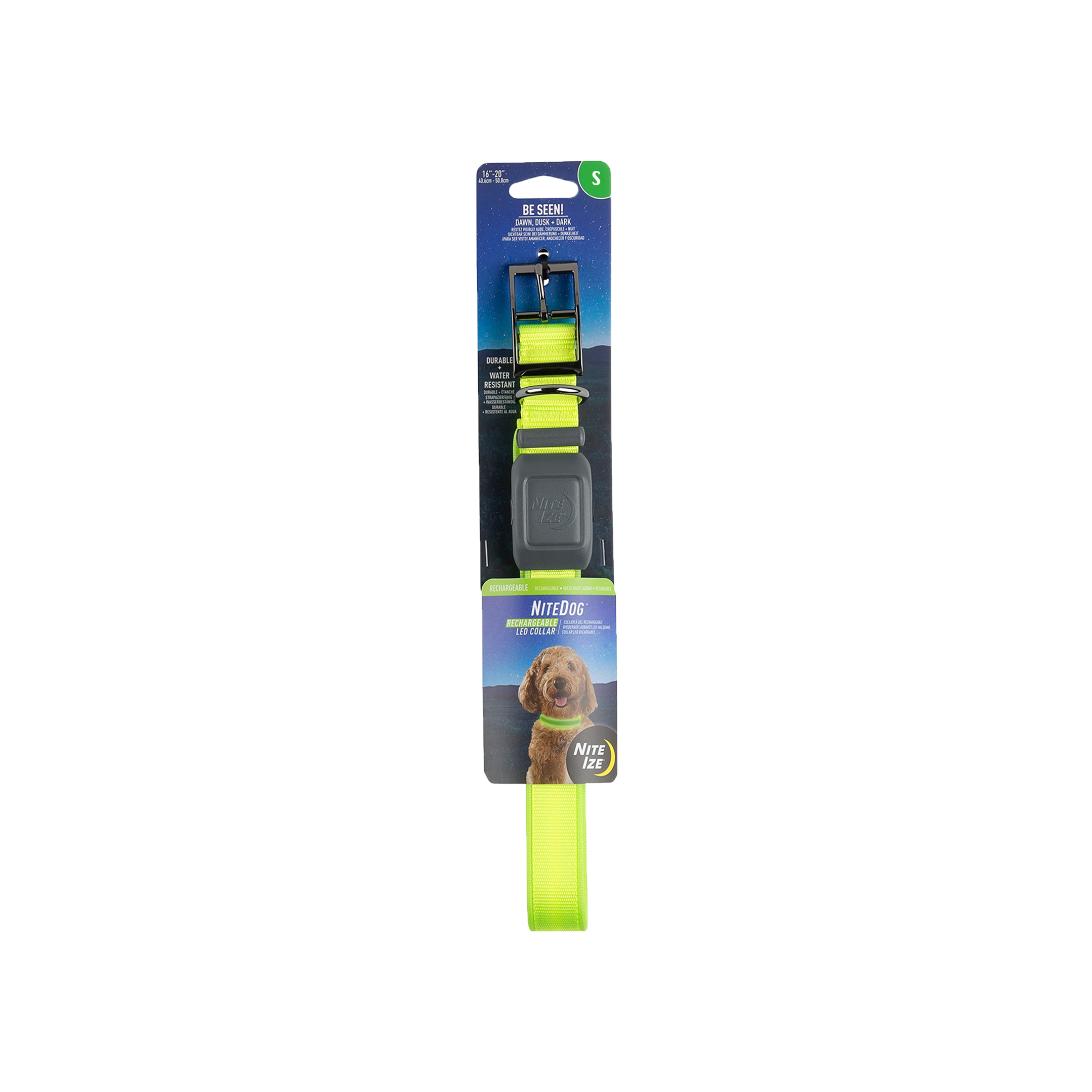 Pet NiteDog Recharg LED Dog Collar - S - Lime