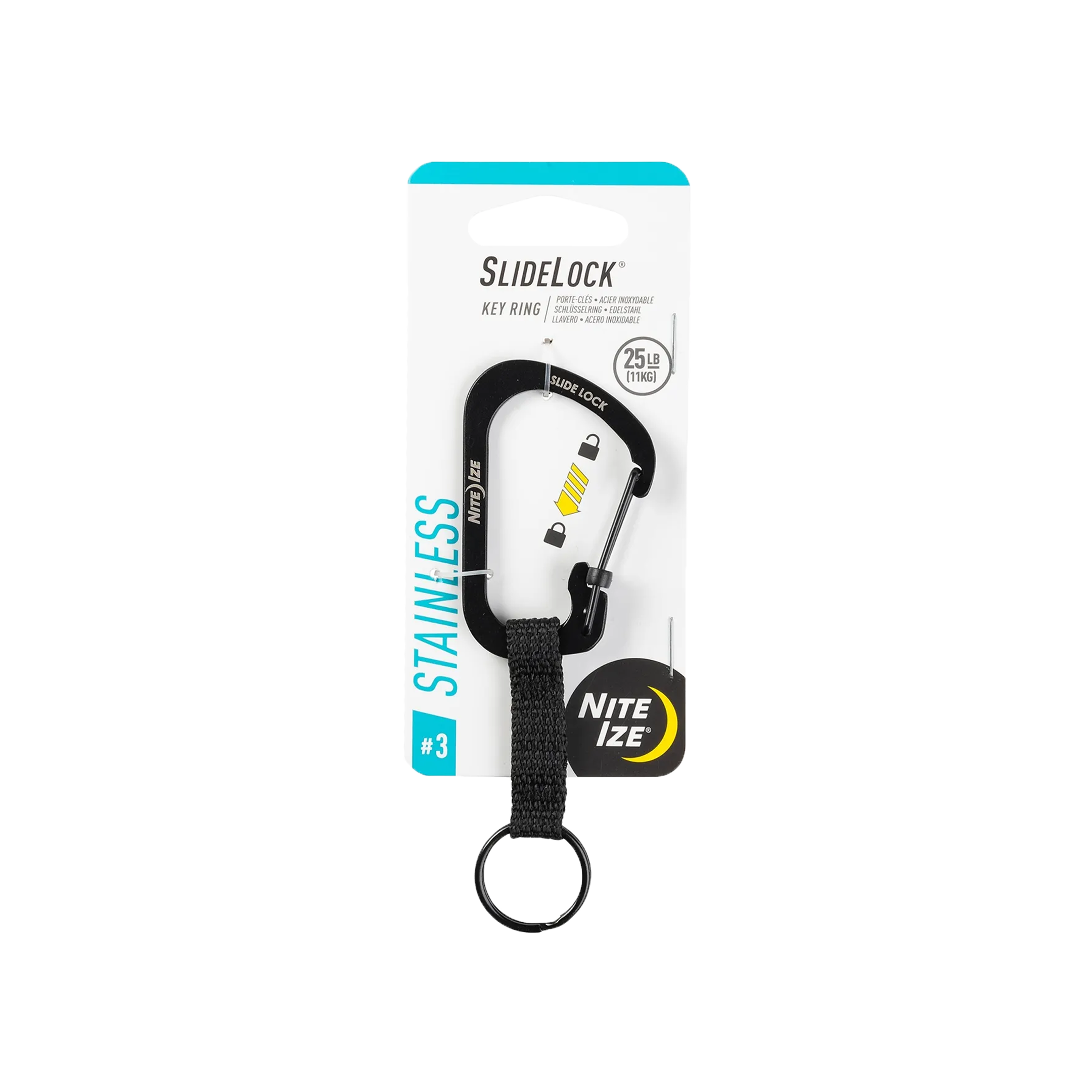 Slidelock® Key Ring Stainless Steel- Black