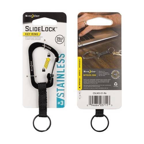 Slidelock® Key Ring Stainless Steel- Black